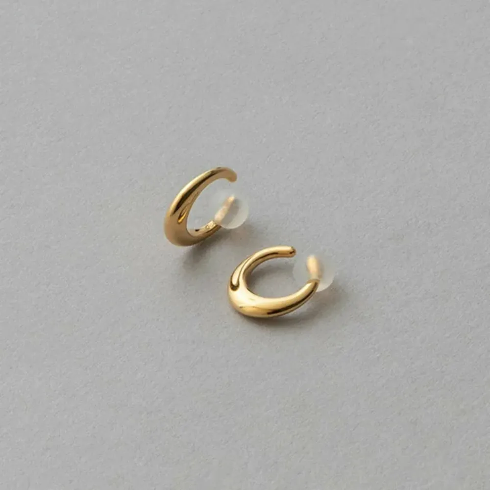 【ete】Cuff Earring 摩登圓潤月亮耳釦耳環 S(金色 米金色)