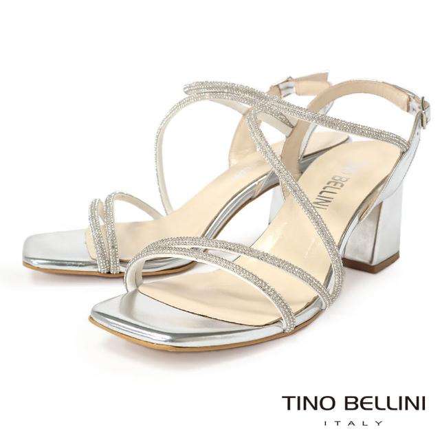 【TINO BELLINI 貝里尼】義大利進口閃鑽高跟涼鞋FSLT030(銀色)