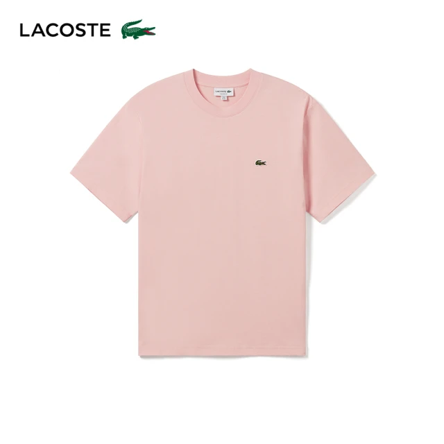 【LACOSTE】男裝-經典版型logo棉質短袖T恤(粉紅色)
