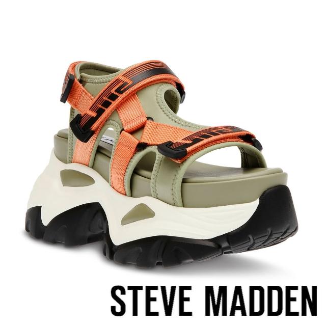 【steve madden】VENGEFUL 厚底休閒涼鞋-綠色(綠色)