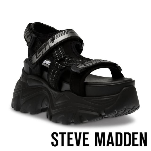 【steve madden】VENGEFUL 厚底休閒涼鞋(黑色)