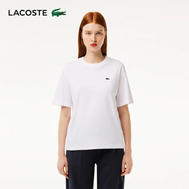 【LACOSTE】女裝-寬鬆版型輕質素色短袖T恤(白色)