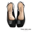 【TINO BELLINI 貝里尼】歐洲進口全真皮素面魚口低跟涼鞋FSKV005(黑色)