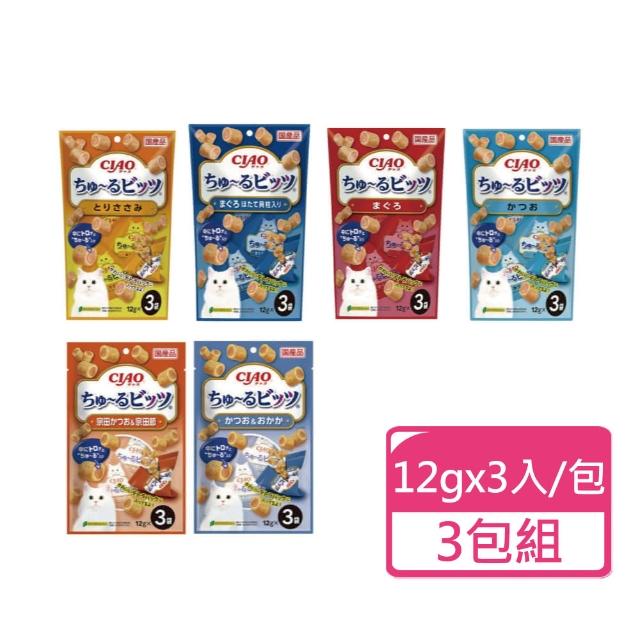 【CIAO】迷你肉泥夾心捲 12gx3入/包；三包組 多種口味可挑選(貓肉泥 貓零食 獎勵點心)