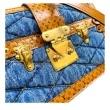【Louis Vuitton 路易威登】Trunk clutch 丹寧拼接牛皮斜背包/手拿包(M55047-咖啡/單寧藍色)
