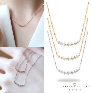 【Vividventure 亞帝芬奇】14K 10分 天然真鑽 鑽石 項鍊 甜蜜微笑(微笑項鍊 三色任選)