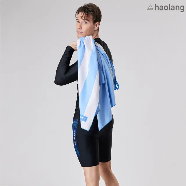 【haolang 浩浪】藍條紋超吸水運動浴巾(H44905-F)