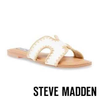 【steve madden】ZIGZAG 編織皮革H拖鞋(白色)