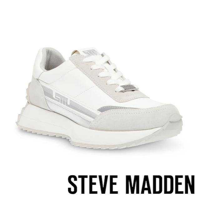 【steve madden】FAST BREAK 皮革綁帶休閒鞋(灰色)