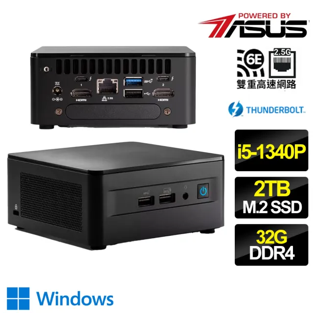 【ASUS 華碩】NUC i5十二核 WIN11P {殘缺韻律} 迷你電腦(i5-1340P/32G/2T M.2)