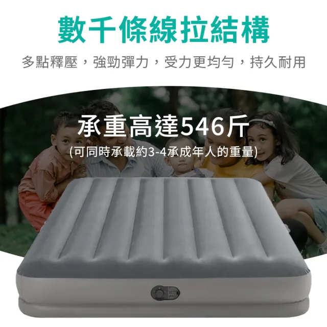 【INTEX】203x152cm雙人加大 內置打氣機充氣床(送2A插頭 露營睡墊 露營床 氣墊床 平行輸入)