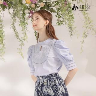 【IRIS 艾莉詩】輕中式蕾絲澎袖上衣(42111)