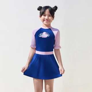 【SPEEDO】女孩 休閒連身裙泳裝Splash ＆ Learn(藍/粉)