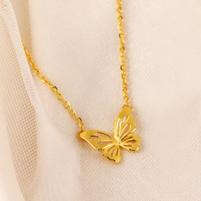 【金寶珍】黃金項鍊-蝴蝶幽靜花園(1.40錢±0.10錢)