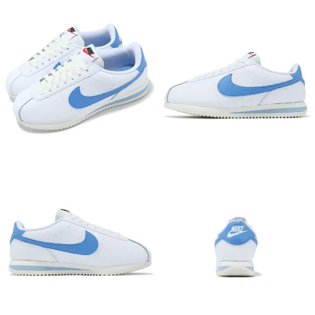 【NIKE 耐吉】休閒鞋 Wmns Cortez 女鞋 白 藍 皮革 緩衝 經典 阿甘鞋(DN1791-102)