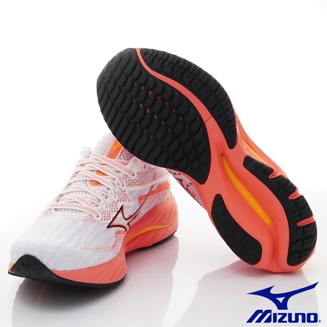 【MIZUNO 美津濃】WAVE RIDER 27一般型慢跑鞋(J1GD230371橘白-23-26cm)