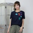 【Hana Mokuba】花木馬日系女裝圓領彩色花型貼布休閒T恤(T恤)