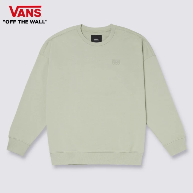 VANS 官方旗艦 Logo 男女款灰綠色長袖大學T