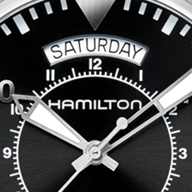 【HAMILTON 漢米爾頓旗艦館】卡其航空系列飛行PILOT 雙曆腕錶42mm(自動上鍊 中性 皮革錶帶 H64615735)