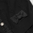 【OUWEY 歐薇】甜美復古排釦外套無袖針織網紗兩件式洋裝(黑色；S-L；3223077009)