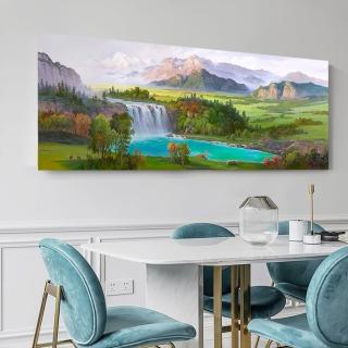 【御畫房】青山綠水 國家一級畫師手繪油畫60×120cm(VF-47)