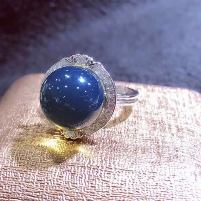 【勝弘珠寶】多明尼加藍珀精緻典雅戒指-13mm