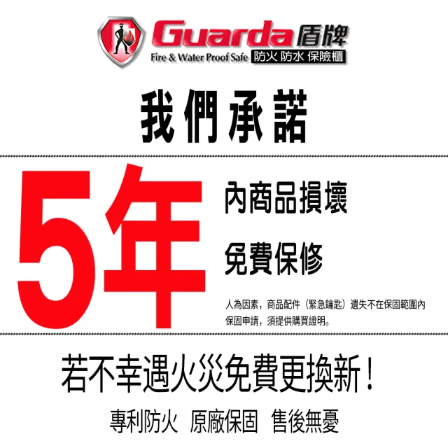 【Guarda 盾牌】防火保險箱 鑰匙開啟 防火驗證標籤(五年保固 原廠保固 2125C)