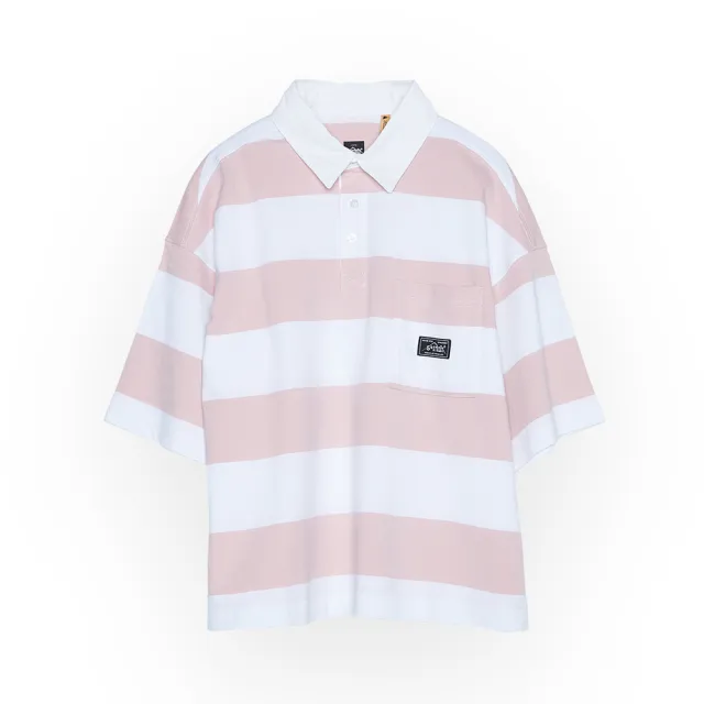 【5th STREET】女裝 polo衫 短袖 條紋 休閒polo衫 粉紅(570939)