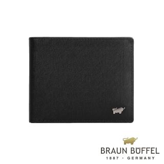 【BRAUN BUFFEL 德國小金牛】臺灣總代理 HOMME-M紳士 5卡透明窗皮夾-黯黑(BF306-316-BK)