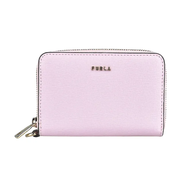 【FURLA 芙拉】FURLA Babylon經典LOGO防刮皮2卡拉鍊零錢包(蛋白石粉x淺灰)