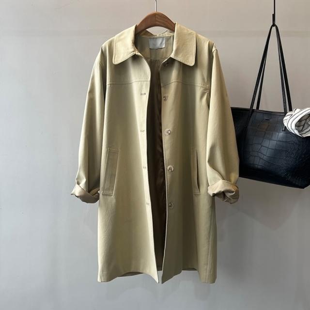 【巴黎精品】現貨+預購 風衣外套休閒大衣(中長款襯式風衣女外套2色a1ee60)