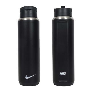 【NIKE 耐吉】吸管保冷瓶 24 OZ-慢跑 單車 登山 運動水壺 700ML 黑白(N100163209124)