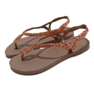 【havaianas 哈瓦仕】涼拖鞋 Luna Premium II 女鞋 玫瑰粉 亮片 麻花 扣帶 夾腳 涼鞋 哈瓦仕(41470093581W)