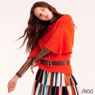 【iROO】卡其透膚上衣
