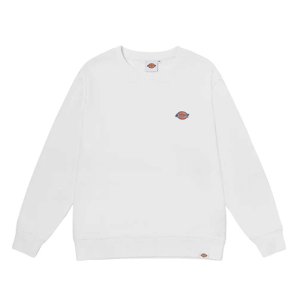 【Dickies】女款白色純棉經典三色Logo大學T｜DK011036C4D