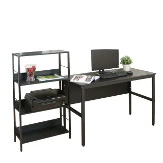 【DFhouse】頂楓120公分電腦桌+萊斯特書架 -黑橡木色