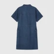 【GAP】女裝 Logo工裝抽繩翻領短袖洋裝-深藍色(872417)