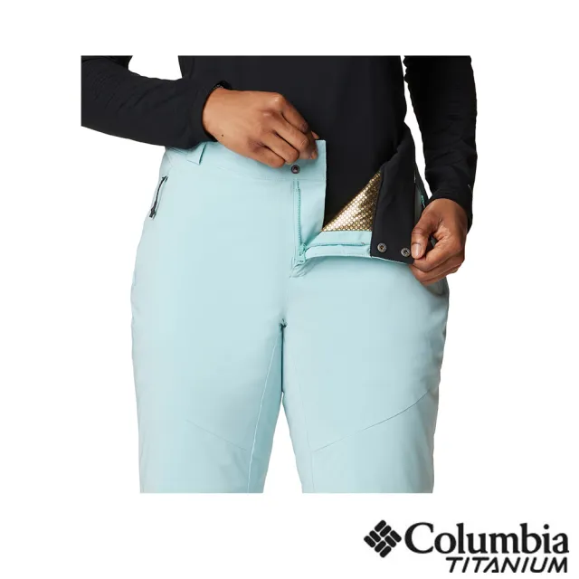 【Columbia 哥倫比亞 官方旗艦】女款-Backslope™Omni-Tech防水金鋁點極暖雪褲-海水綠(UWK59370SE/HF)