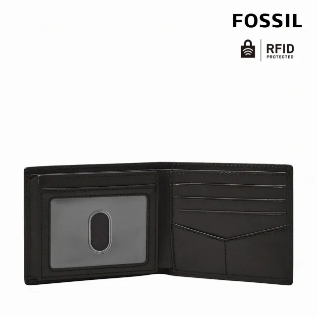 【FOSSIL 官方旗艦館】Derrick 真皮帶翻轉證件格RFID皮夾-黑色 ML3681001(禮盒組附鐵盒)