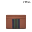【FOSSIL 官方旗艦館】Bronson 真皮卡夾-藍綠條紋 ML4533875(禮盒組附鐵盒)