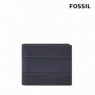 【FOSSIL 官方旗艦館】Everett 真皮大零錢袋皮夾-海軍藍 ML4400406(禮盒組附鐵盒)