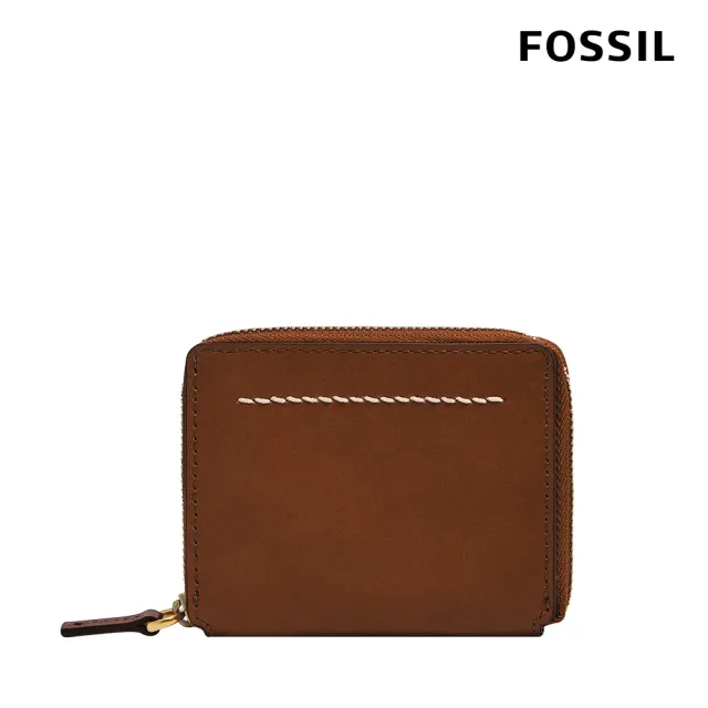 【FOSSIL 官方旗艦館】Westover 真皮拉鍊零錢包-咖啡色 ML4584210(禮盒組附鐵盒)