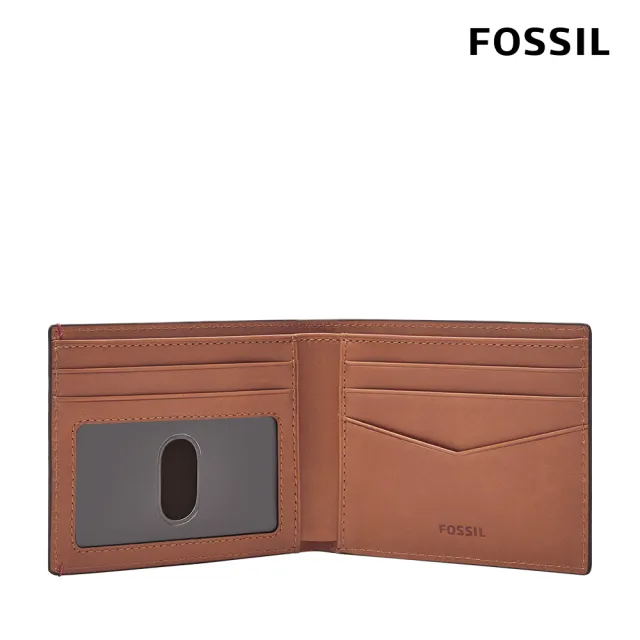 【FOSSIL 官方旗艦館】Bronson 真皮證件格皮夾-藍綠條紋 ML4560875(禮盒組附鐵盒)