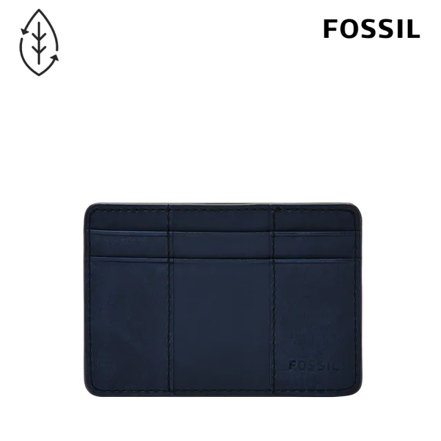 【FOSSIL 官方旗艦館】Everett 真皮卡夾-經典藍 ML4398545(禮盒組附鐵盒)