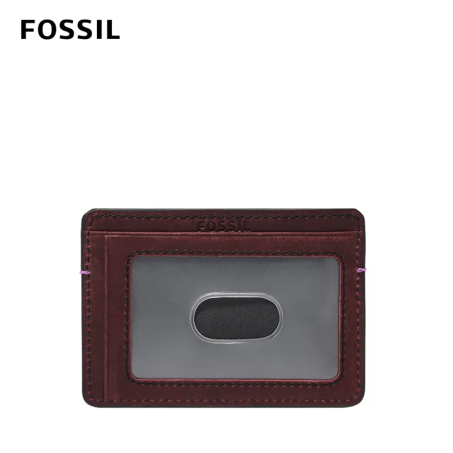 【FOSSIL 官方旗艦館】Bronson 真皮證件卡夾-茄色 ML4464540(禮盒組附鐵盒)