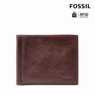 【FOSSIL 官方旗艦館】Ingram 格蘭基本款實用棕色皮夾 男 短夾 ML3784200(禮盒組附鐵盒)