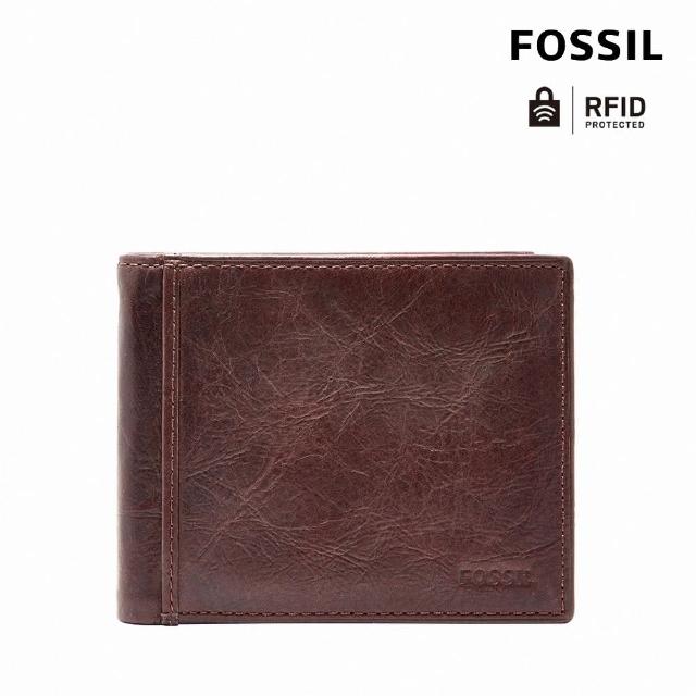 【FOSSIL 官方旗艦館】Ingram 格蘭基本款實用棕色皮夾 男 短夾 ML3784200(禮盒組附鐵盒)