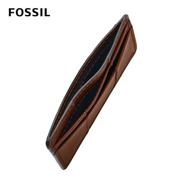 【FOSSIL 官方旗艦館】Everett 真皮證件卡夾-咖啡色 ML4398210(禮盒組附鐵盒)