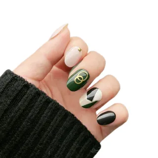 【Paula’s Nail 寶拉美甲】時尚金圈 凝膠指甲貼片(指甲貼片 光療甲片 美甲貼片)