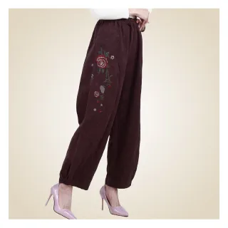 【花鈿】率性棉麻花款造型九分褲(KY3906)